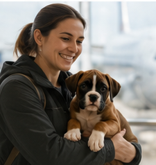 Flight nanny Boxer puppy delivery