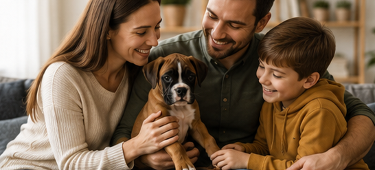 Boxer puppy arriving safely at its new family home